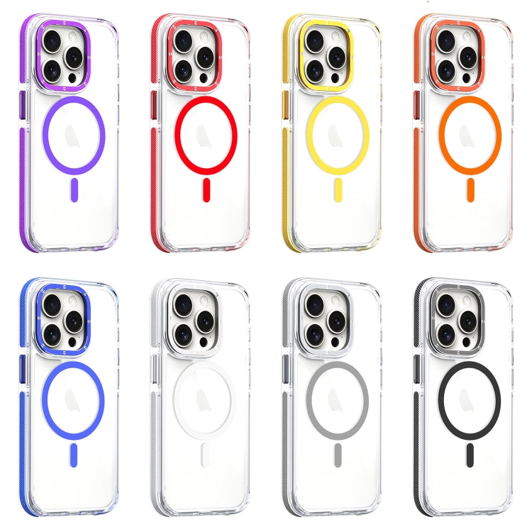 For iPhone 16 Dual-Color Clear Acrylic Hybrid TPU MagSafe Phone Case(Grey) - iPhone 16 Cases by buy2fix | Online Shopping UK | buy2fix