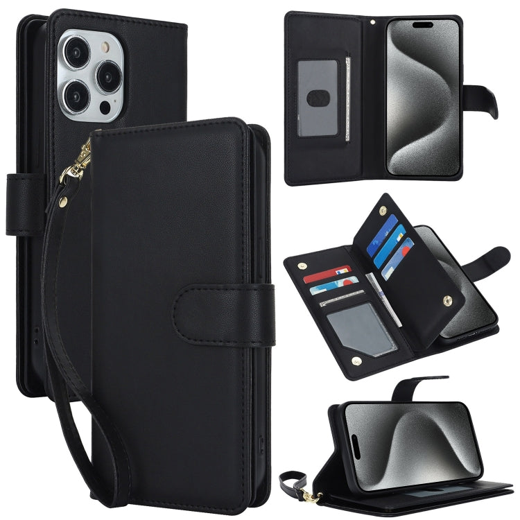 For iPhone 16 Pro Max Multi-Card Wallet RFID Leather Phone Case(Black) - iPhone 16 Pro Max Cases by buy2fix | Online Shopping UK | buy2fix