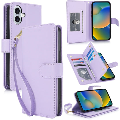 For iPhone 16 Plus Multi-Card Wallet RFID Leather Phone Case(Light Purple) - iPhone 16 Plus Cases by buy2fix | Online Shopping UK | buy2fix