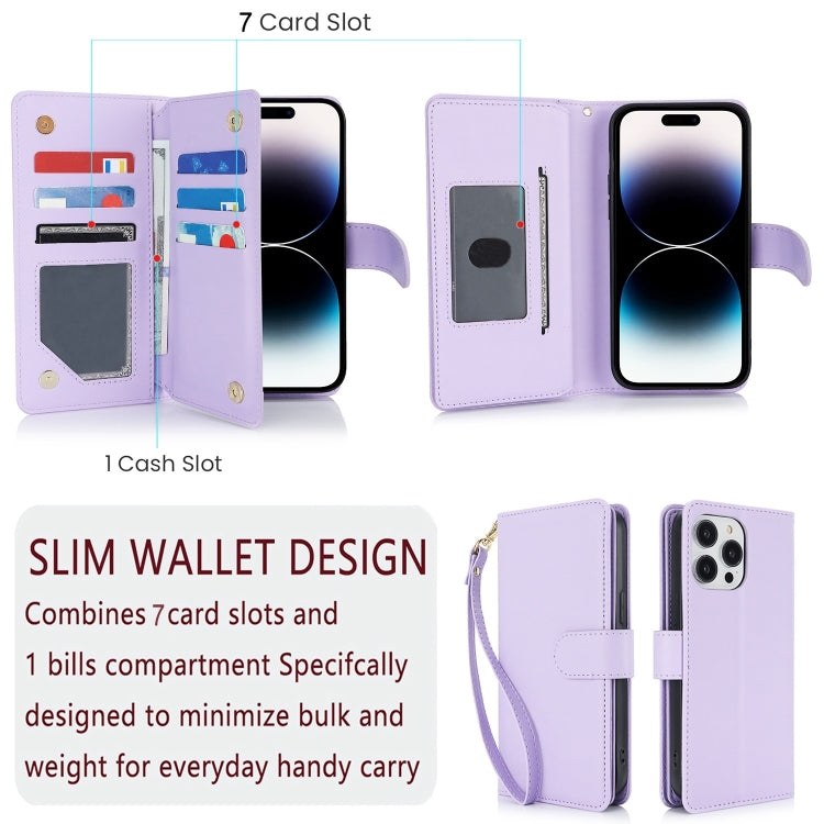 For iPhone 16 Plus Multi-Card Wallet RFID Leather Phone Case(Light Purple) - iPhone 16 Plus Cases by buy2fix | Online Shopping UK | buy2fix