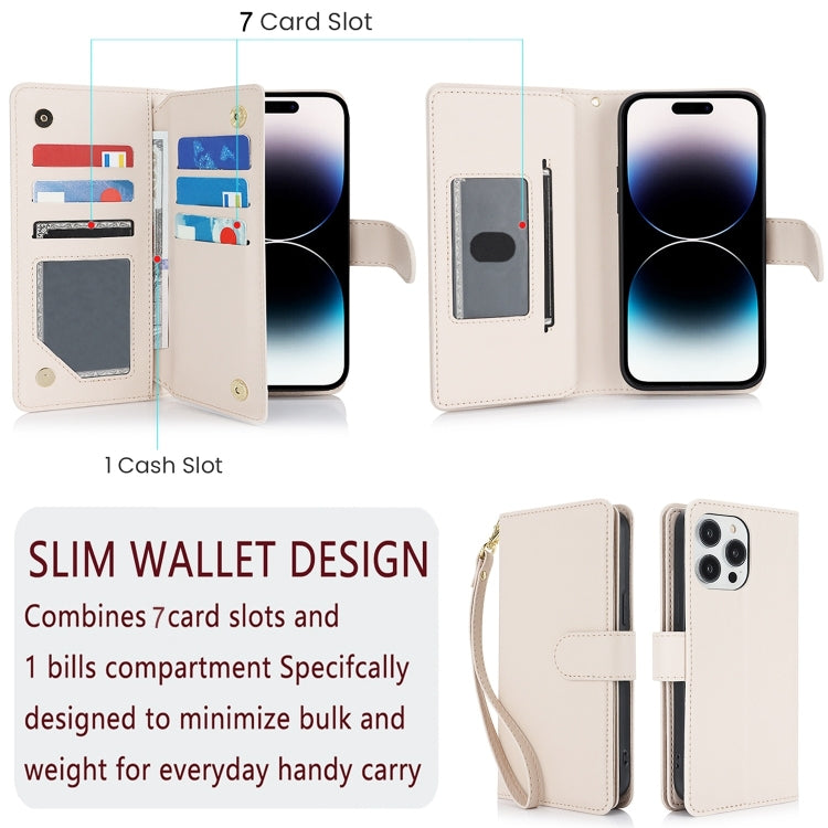 For iPhone 16 Plus Multi-Card Wallet RFID Leather Phone Case(Apricot) - iPhone 16 Plus Cases by buy2fix | Online Shopping UK | buy2fix