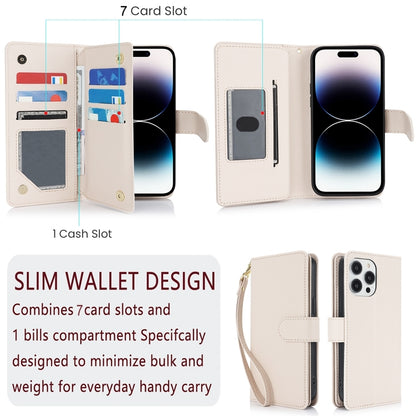 For iPhone 16 Plus Multi-Card Wallet RFID Leather Phone Case(Apricot) - iPhone 16 Plus Cases by buy2fix | Online Shopping UK | buy2fix