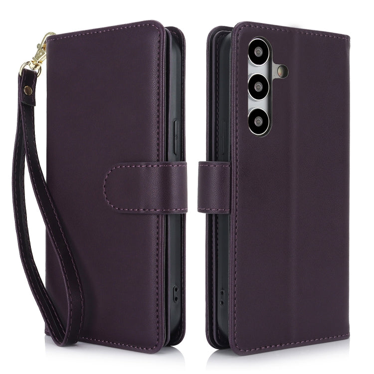 For Samsung Galaxy S24 / S25 5G Multi-Card Wallet RFID Leather Phone Case(Dark Purple) - Galaxy S24 5G Cases by buy2fix | Online Shopping UK | buy2fix