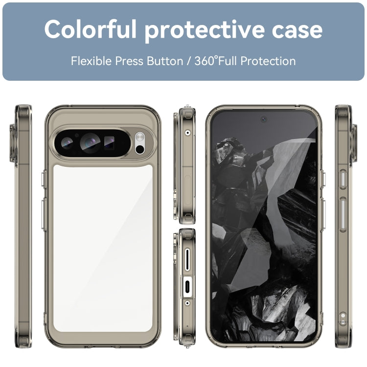 For Google Pixel 9 Pro XL Colorful Series Acrylic Hybrid TPU Phone Case(Transparent Grey) - Google Cases by buy2fix | Online Shopping UK | buy2fix