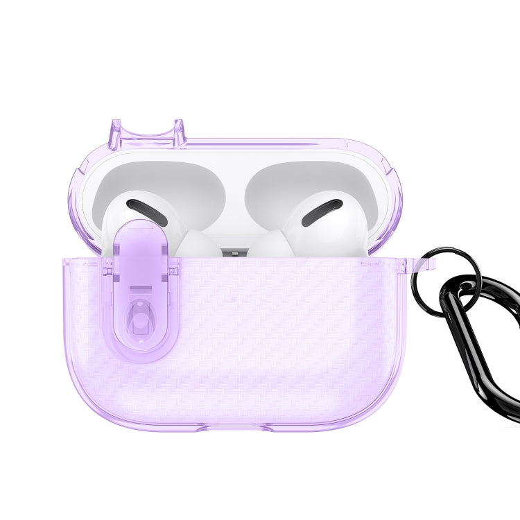 For AirPods Pro DUX DUCIS PECK Series Split Transparent Carbon Fiber Earphone Case(Purple) - For AirPods Pro by DUX DUCIS | Online Shopping UK | buy2fix