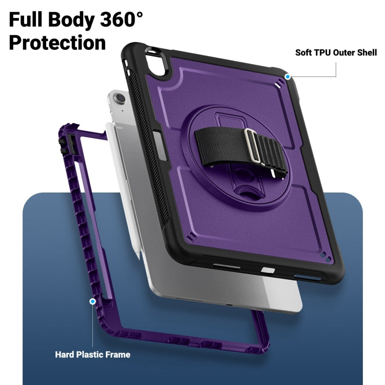 For iPad Air 11 2024 Honeycomb Hand Grip Turntable Stand Tablet Case(Purple) - iPad Air 11 2024 Cases by buy2fix | Online Shopping UK | buy2fix