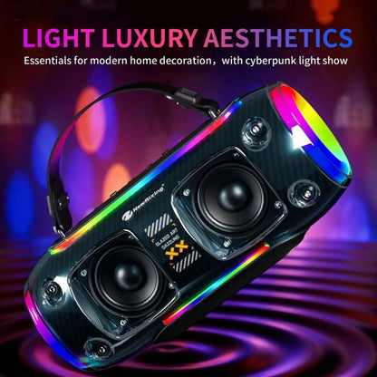 New Rixing NR8806 Portable Outdoor Wireless Bluetooth Speaker RGB Colorful Subwoofer, Style:Dual Mic(Black) - Desktop Speaker by NewRixing | Online Shopping UK | buy2fix