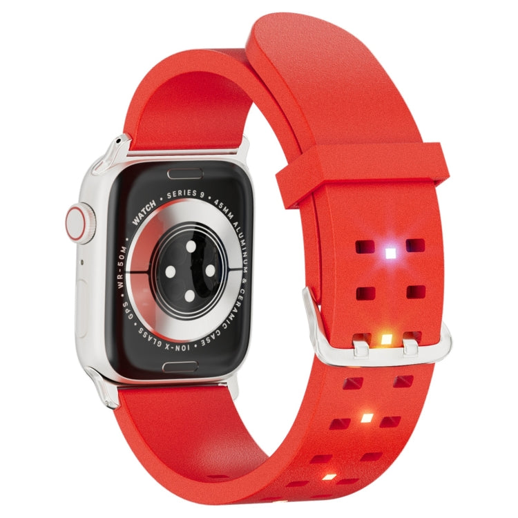 For Apple Watch Series 7 45mm Luminous Colorful Light Silicone Watch Band(Red) - Watch Bands by buy2fix | Online Shopping UK | buy2fix