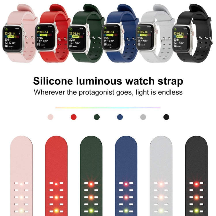 For Apple Watch Series 6 40mm Luminous Colorful Light Silicone Watch Band(Pink) - Watch Bands by buy2fix | Online Shopping UK | buy2fix