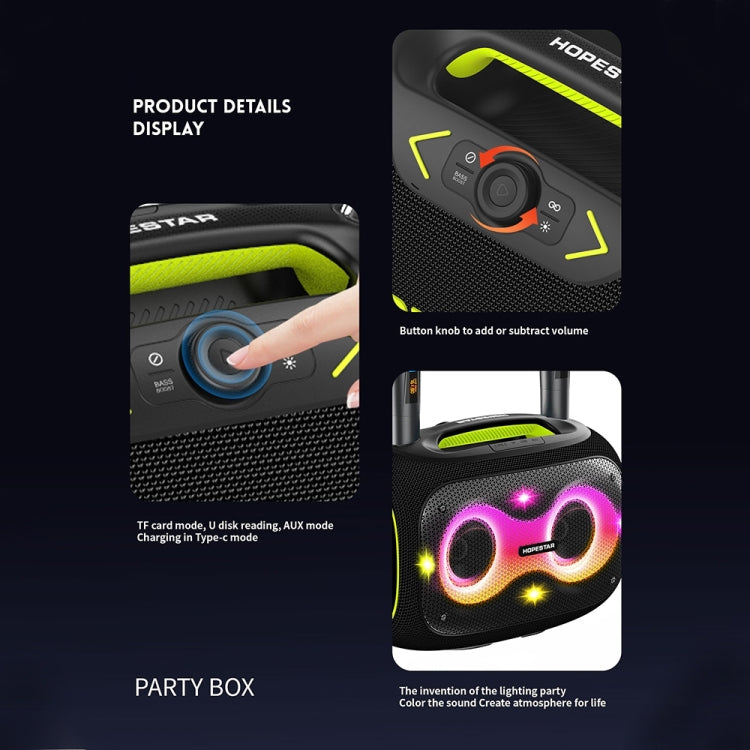 HOPESTAR Party Box 120W Karaoke Bluetooth Speaker with 2 Microphones(Camouflage) - Desktop Speaker by HOPESTAR | Online Shopping UK | buy2fix