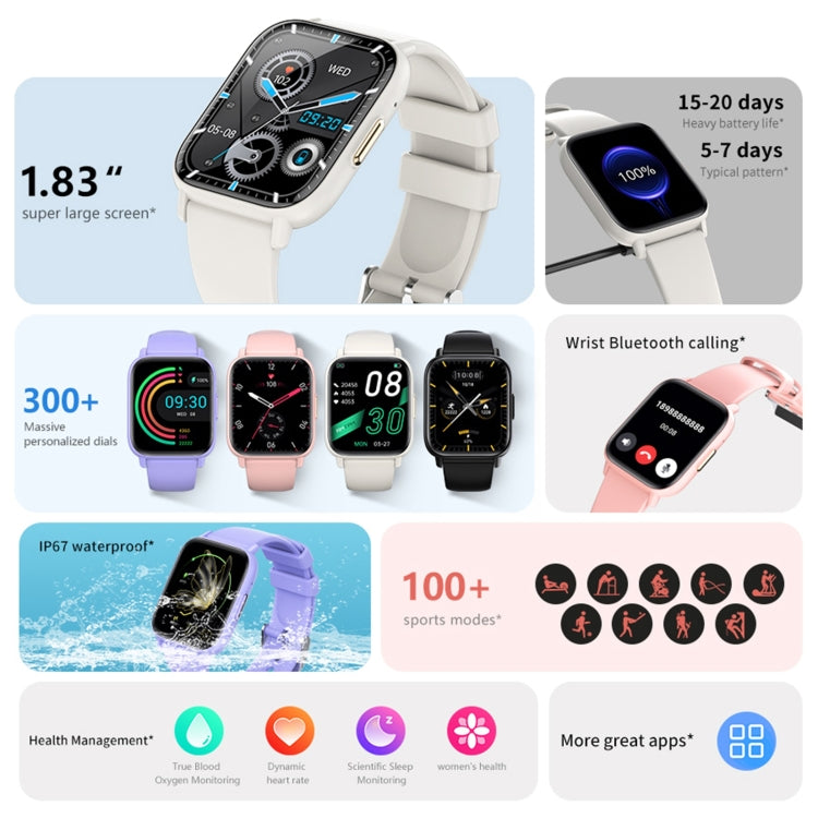 DM60+ 1.83 inch BT5.2 Smart Sport Watch, Support Bluetooth Call / Sleep / Blood Sugar / Blood Oxygen / Temperature / Heart Rate / Blood Pressure Health Monitor(White) - Smart Watches by buy2fix | Online Shopping UK | buy2fix