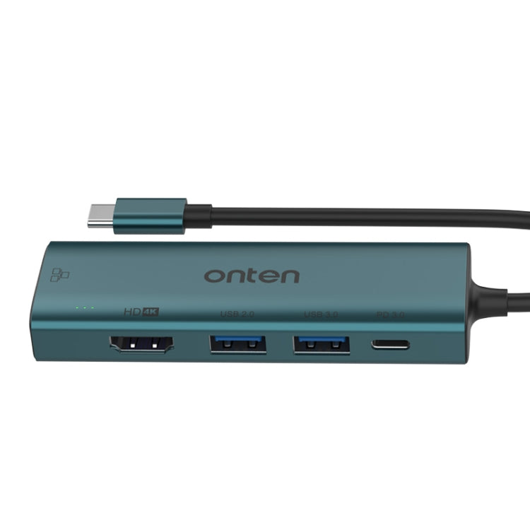 Onten UC125 5 in 1 USB-C / Type-C to HDMI+USB3.0+PD3.0 Multi-function HUB with 100Mbps Network Card - USB HUB by Onten | Online Shopping UK | buy2fix