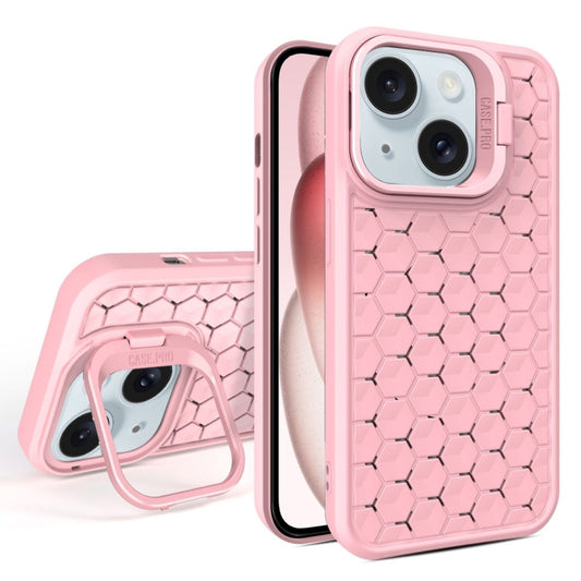 For iPhone 15 Plus Honeycomb Radiating Lens Holder Magsafe Phone Case(Pink) - iPhone 15 Plus Cases by buy2fix | Online Shopping UK | buy2fix