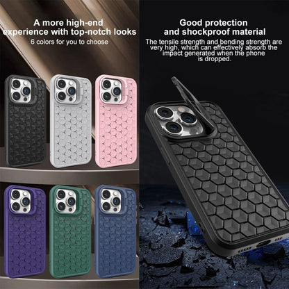 For iPhone 15 Plus Honeycomb Radiating Lens Holder Magsafe Phone Case(Black) - iPhone 15 Plus Cases by buy2fix | Online Shopping UK | buy2fix