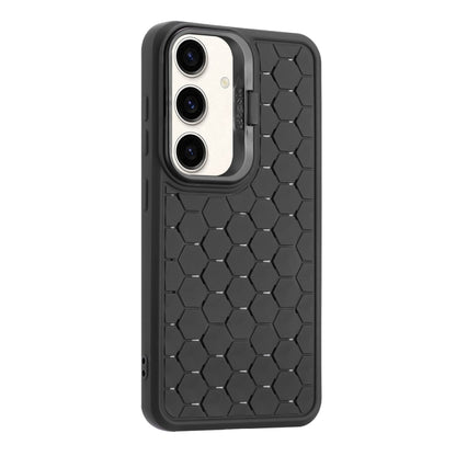 For Samsung Galaxy S24+ 5G Honeycomb Radiating Lens Holder Magsafe Phone Case(Black) - Galaxy S24+ 5G Cases by buy2fix | Online Shopping UK | buy2fix