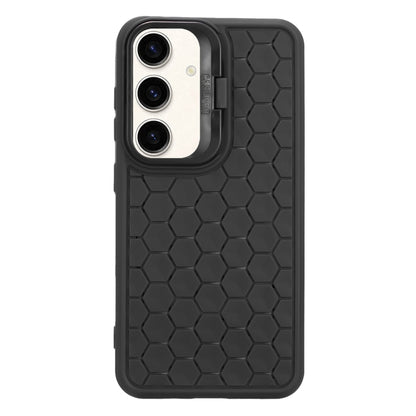 For Samsung Galaxy S24+ 5G Honeycomb Radiating Lens Holder Magsafe Phone Case(Black) - Galaxy S24+ 5G Cases by buy2fix | Online Shopping UK | buy2fix