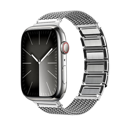 For Apple Watch Series 3 38mm Magnetic Clasp Braided Chain Stainless Steel Watch Band(Silver) - Watch Bands by buy2fix | Online Shopping UK | buy2fix