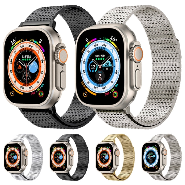 For Apple Watch Ultra 49mm Milanese Loop Magnetic Clasp Stainless Steel Watch Band(Gold) - Watch Bands by buy2fix | Online Shopping UK | buy2fix