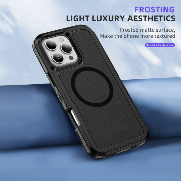 For iPhone 16 Pro Max Guard Magsafe Magnetic Ring Matte Phone Case(Black) - iPhone 16 Pro Max Cases by buy2fix | Online Shopping UK | buy2fix