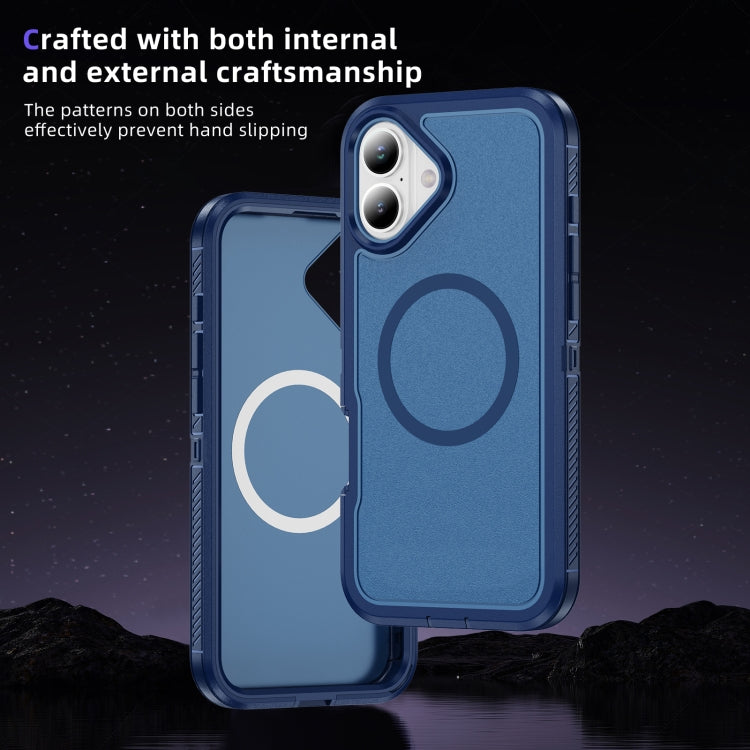 For iPhone 16 Guard Magsafe Magnetic Ring Matte Phone Case(Royal Blue) - iPhone 16 Cases by buy2fix | Online Shopping UK | buy2fix