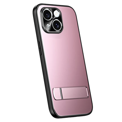 For iPhone 14 R-JUST RJ-61 Electroplating Frosted TPU + PC Phone Case with Holder(Pink) - iPhone 14 Cases by R-JUST | Online Shopping UK | buy2fix