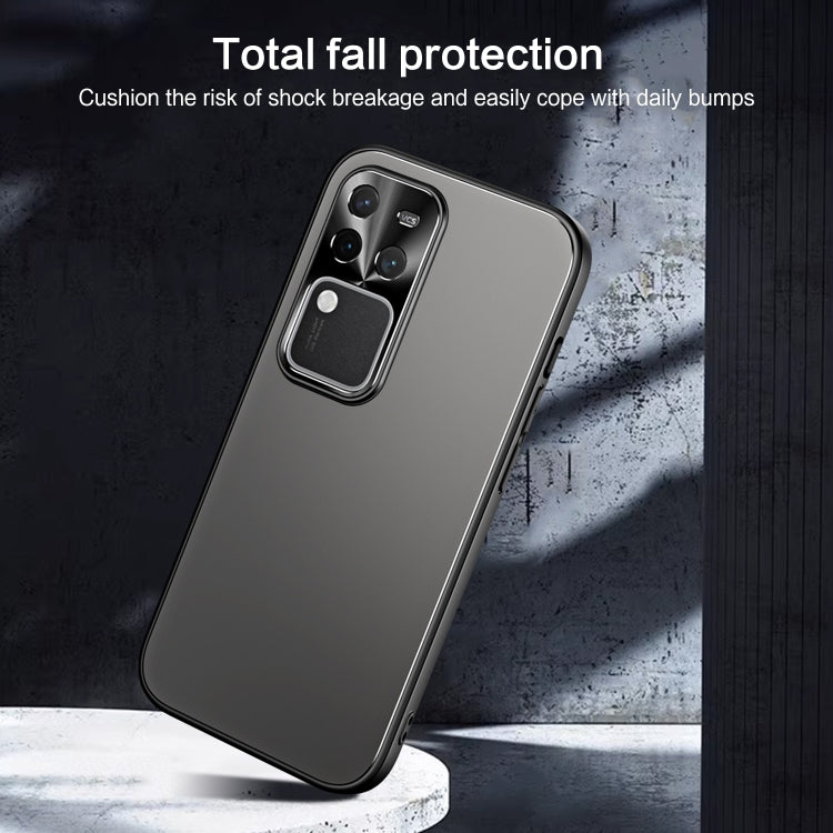 For vivo S18 Pro R-JUST RJ-61 Electroplating Frosted TPU + PC Phone Case with Holder(Silver) - S18 Pro Cases by R-JUST | Online Shopping UK | buy2fix