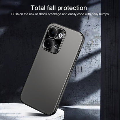 For OPPO Reno9 / Reno9 Pro R-JUST RJ-61 Electroplating Frosted TPU + PC Phone Case with Holder(Grey) - OPPO Cases by R-JUST | Online Shopping UK | buy2fix