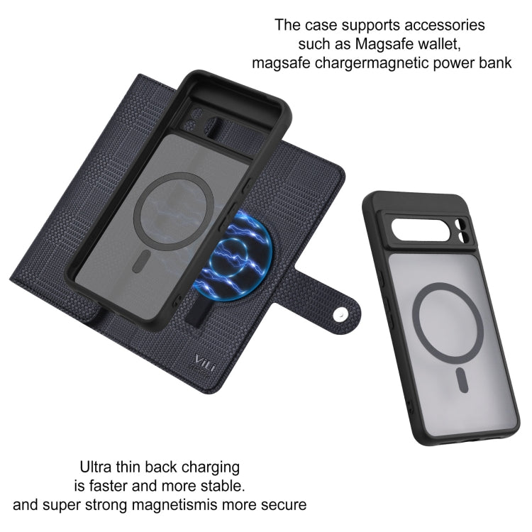 For Google Pixel 8 Pro ViLi GHA Series Shockproof MagSafe RFID Leather Attraction Horizontal Flip Phone Case(Black) - Google Cases by ViLi | Online Shopping UK | buy2fix