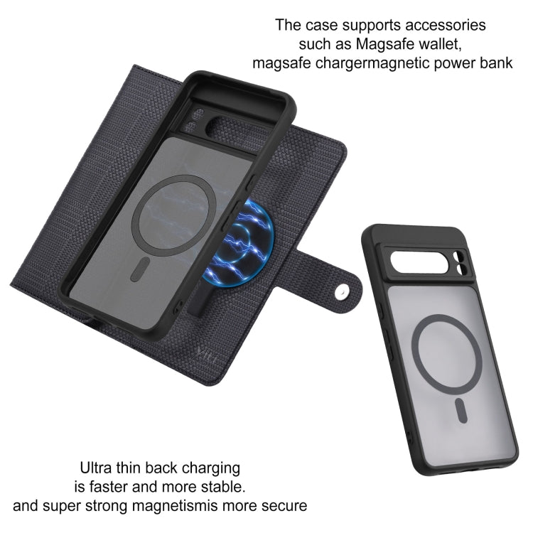 For Google Pixel 8 Pro ViLi GHB Series MagSafe Magnetic Zipper Leather Phone Case(Black) - Google Cases by ViLi | Online Shopping UK | buy2fix