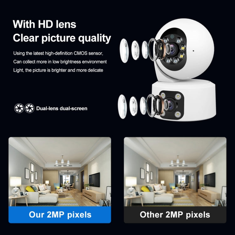 SriHome SH049 2MP + 2MP Humanoid Tracking Smart Night Vision Dual Lens HD IP Camera(AU Plug) - Wireless Camera by SriHome | Online Shopping UK | buy2fix