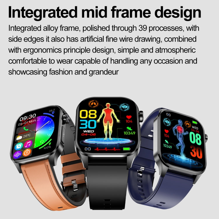 ET580 2.04 inch AMOLED Screen Sports Smart Watch Support Bluethooth Call /  ECG Function(Black Leather Band) - Smart Watches by buy2fix | Online Shopping UK | buy2fix