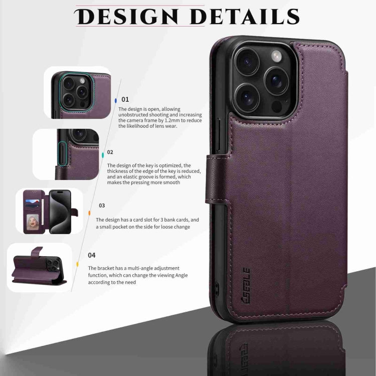 For iPhone 14 Pro Max ESEBLE E1 Nappa Texture MagSafe Holder Leather Phone Case(Dark Purple) - iPhone 14 Pro Max Cases by ESEBLE | Online Shopping UK | buy2fix