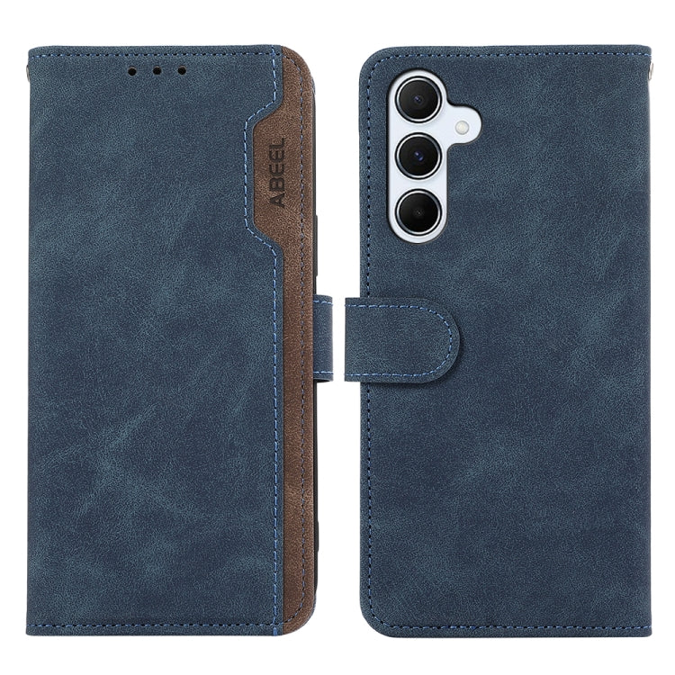 For Samsung Galaxy S23 FE 5G ABEEL Color Block Magnetic RFID Leather Phone Case(Blue-Brown) - Galaxy S23 FE 5G Cases by buy2fix | Online Shopping UK | buy2fix