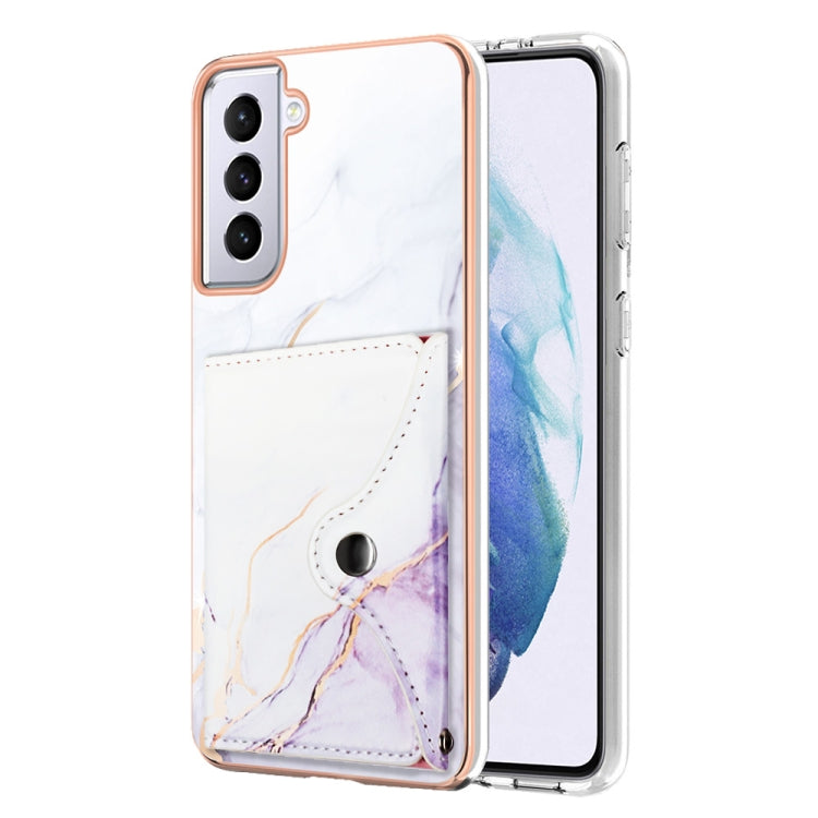 For Samsung Galaxy S21 5G Marble Pattern IMD Card Slot Phone Case(White Purple) - Galaxy S21 5G Cases by buy2fix | Online Shopping UK | buy2fix