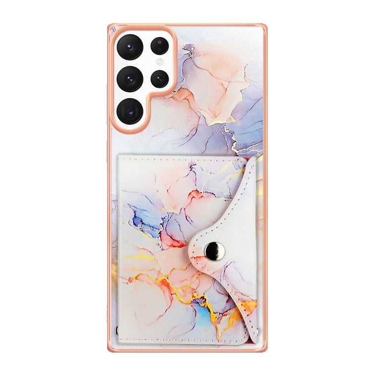 For Samsung Galaxy S22 Ultra 5G Marble Pattern IMD Card Slot Phone Case(Galaxy Marble White) - Galaxy S22 Ultra 5G Cases by buy2fix | Online Shopping UK | buy2fix