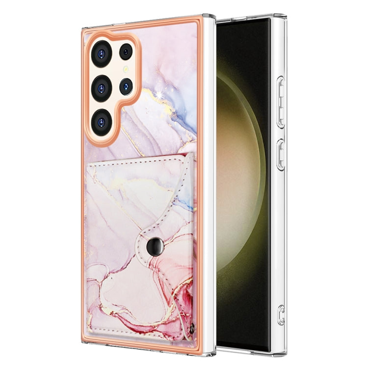 For Samsung Galaxy S24 Ultra 5G Marble Pattern IMD Card Slot Phone Case(Rose Gold) - Galaxy S24 Ultra 5G Cases by buy2fix | Online Shopping UK | buy2fix