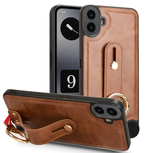 For Nothing CMF Phone 1 Wristband Leather Back Phone Case(Brown) - More Brand by buy2fix | Online Shopping UK | buy2fix