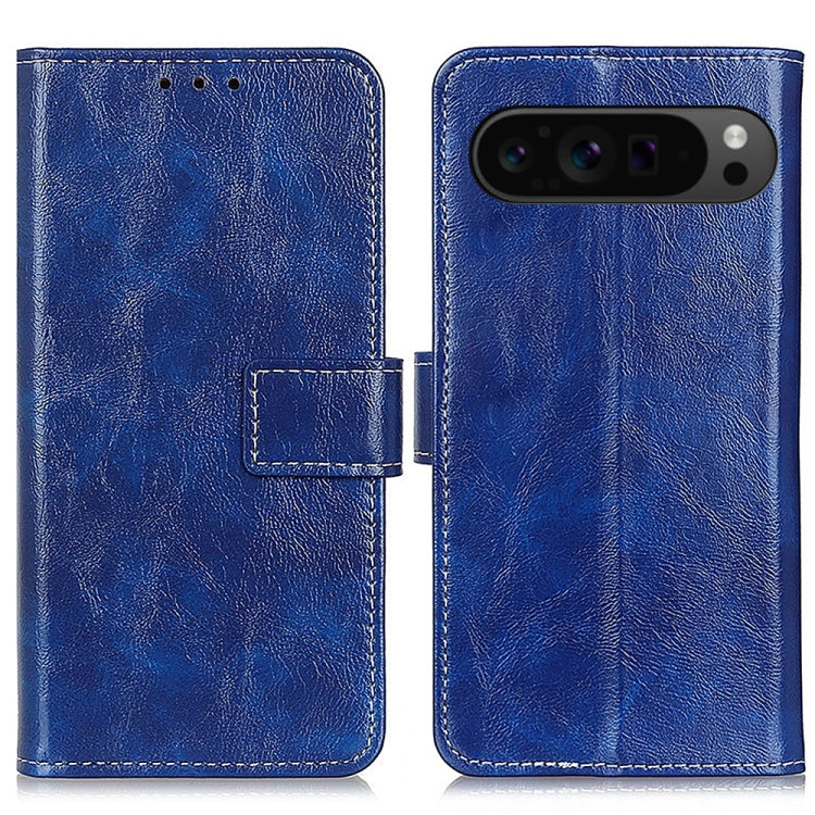 For Google Pixel 9 Pro Retro Crazy Horse Texture Flip Leather Phone Case(Blue) - Google Cases by buy2fix | Online Shopping UK | buy2fix