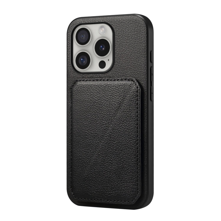 For iPhone 16 Pro D04 Calf Texture Dual Card Slot Holder Phone Case(Black) - iPhone 16 Pro Cases by buy2fix | Online Shopping UK | buy2fix