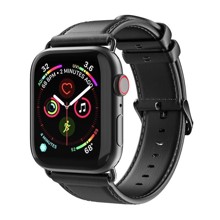 For Apple Watch Ultra 49mm DUX DUCIS Business Genuine Leather Watch Strap(Black) - Watch Bands by DUX DUCIS | Online Shopping UK | buy2fix