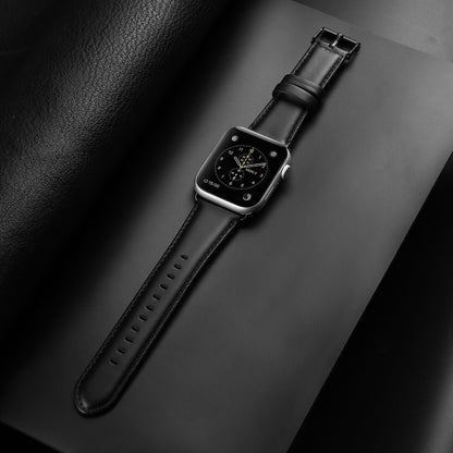 For Apple Watch Series 8 45mm DUX DUCIS Business Genuine Leather Watch Strap(Black) - Watch Bands by DUX DUCIS | Online Shopping UK | buy2fix