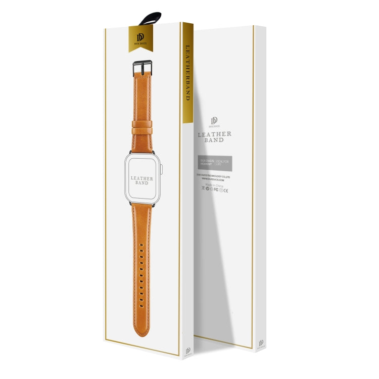 For Apple Watch Series 6 40mm DUX DUCIS Business Genuine Leather Watch Strap(Khaki) - Watch Bands by DUX DUCIS | Online Shopping UK | buy2fix