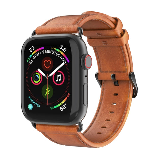 For Apple Watch Series 3 42mm DUX DUCIS Business Genuine Leather Watch Strap(Khaki) - Watch Bands by DUX DUCIS | Online Shopping UK | buy2fix