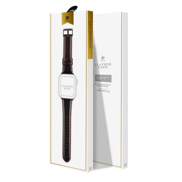 For Apple Watch 42mm DUX DUCIS Business Genuine Leather Watch Strap(Coffee) - Watch Bands by DUX DUCIS | Online Shopping UK | buy2fix