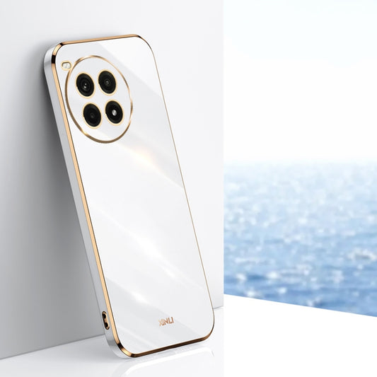 For OnePlus Ace 3 Pro XINLI Straight 6D Plating Gold Edge TPU Phone Case(White) - OnePlus Cases by XINLI | Online Shopping UK | buy2fix