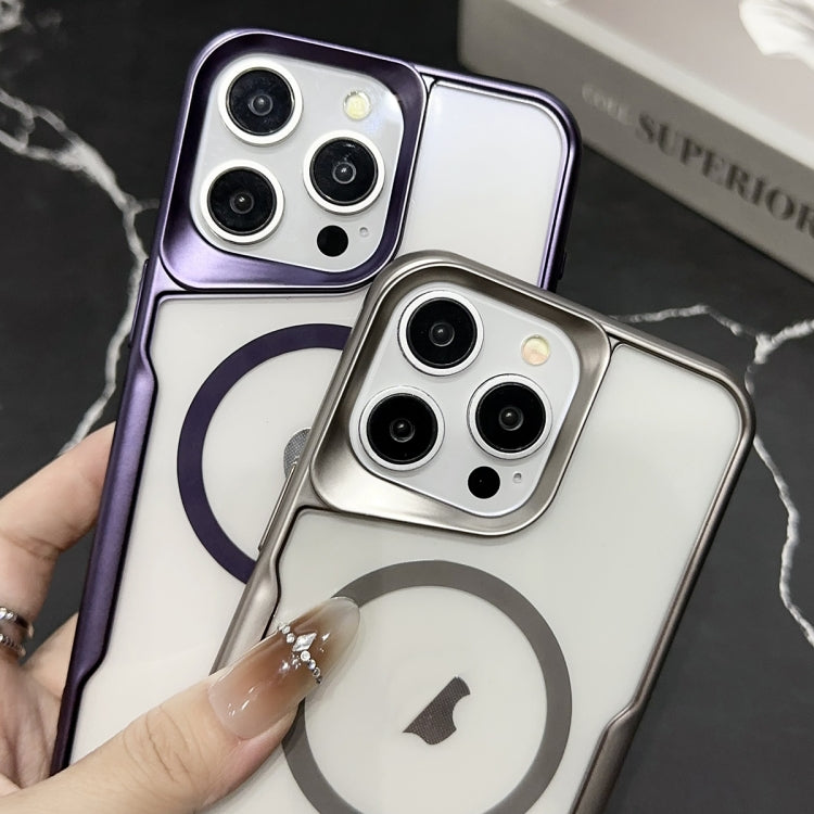 For iPhone 15 Pro Blade Electroplating Frosted MagSafe Magnetic Phone Case(Purple) - iPhone 15 Pro Cases by buy2fix | Online Shopping UK | buy2fix