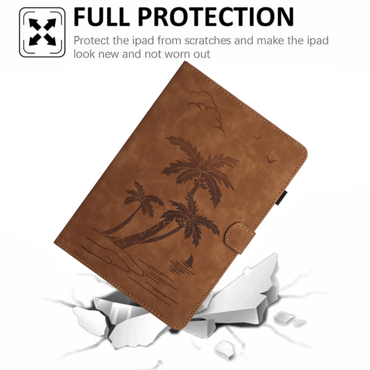 For iPad Pro 11 2024 Coconut Tree Embossed Smart Leather Tablet Case(Brown) - iPad Pro 11 2024 Cases by buy2fix | Online Shopping UK | buy2fix