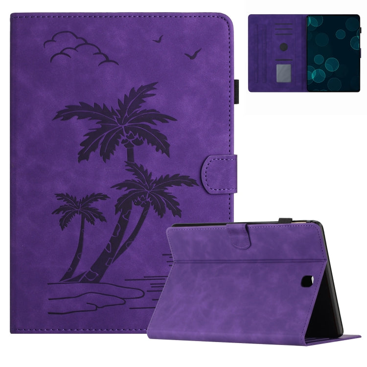 For Samsung Galaxy Tab A 9.7 T550/T555C Coconut Tree Embossed Smart Leather Tablet Case(Purple) - Other Galaxy Tab PC by buy2fix | Online Shopping UK | buy2fix