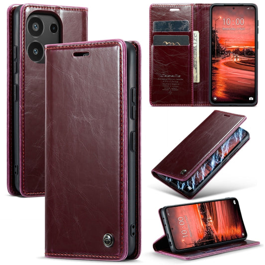 For Xiaomi Redmi Note 13 4G CaseMe 003 Crazy Horse Texture Flip Leather Phone Case(Mulberry Red) - Xiaomi Cases by CaseMe | Online Shopping UK | buy2fix