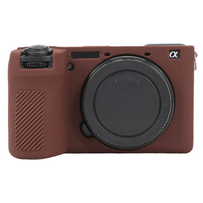 For Sony ILCE-6700 / A6700 Litchi Texture Soft Silicone Protective Case(Coffee) - Protective Case by buy2fix | Online Shopping UK | buy2fix